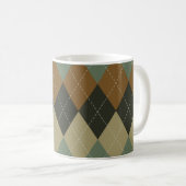 Argyle Herfst: Bruin-Groene Rhombus Chic Koffiemok (Voorkant rechts)