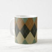 Argyle Herfst: Bruin-Groene Rhombus Chic Koffiemok (Voorkant links)