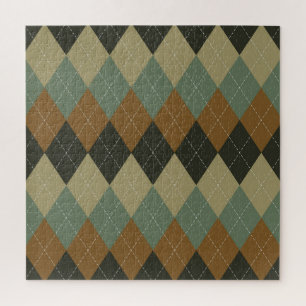 Argyle Herfst: Bruin-Groene Rhombus Chic Legpuzzel