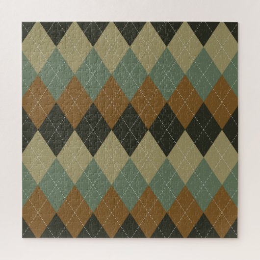 Argyle Herfst: Bruin-Groene Rhombus Chic Legpuzzel (Verticaal)