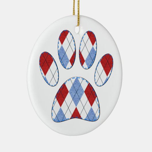 Argyle Hond Poot Print Keramisch Ornament (Rechts)