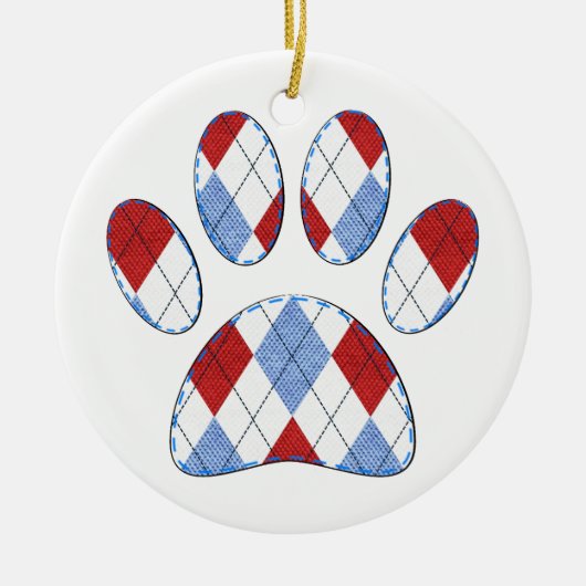Argyle Hond Poot Print Keramisch Ornament (Voorkant)
