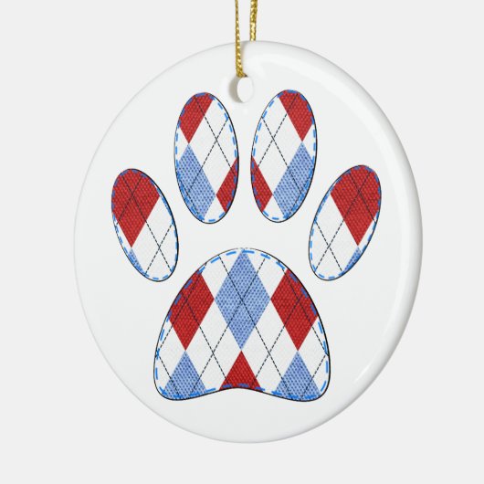 Argyle Hond Poot Print Keramisch Ornament (Links)