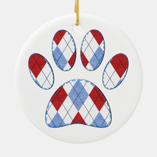 Argyle Hond Poot Print Keramisch Ornament (Achterkant)