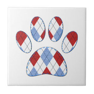 Argyle Hond Poot Print Tegeltje