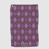 Argyle in Bourgogne / Plum - Jouw naam of Initiale Golfhanddoek (Voorkant)