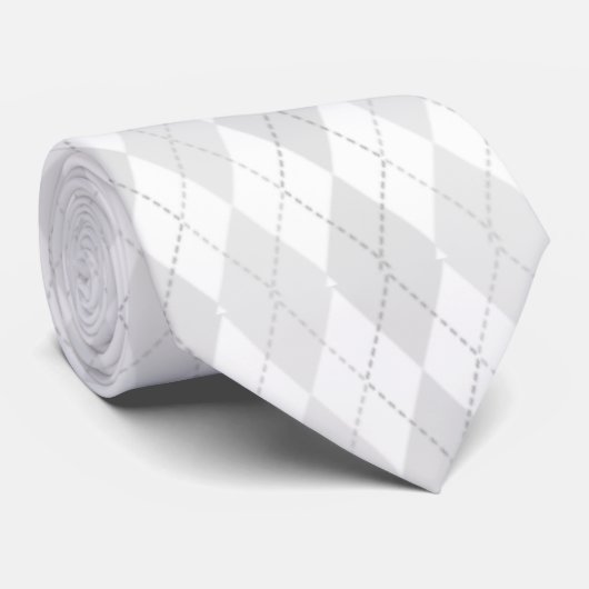 Argyle in White en Light Grey Stropdas (Opgerold)