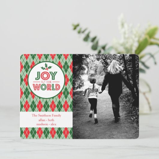 Argyle Joy aan het Afbeelding van de Eerste Wereld Feestdagenkaart (Staand voorkant)