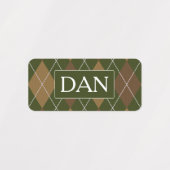 Argyle Knit Camo Green / Brown - Initialen of naam Labels (Design 2)