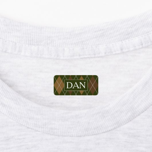 Argyle Knit Camo Green / Brown - Initialen of naam Labels (Aangebracht)