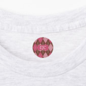 Argyle Knit Pink en Brown Pattern - uw Initialen Labels (Aangebracht)