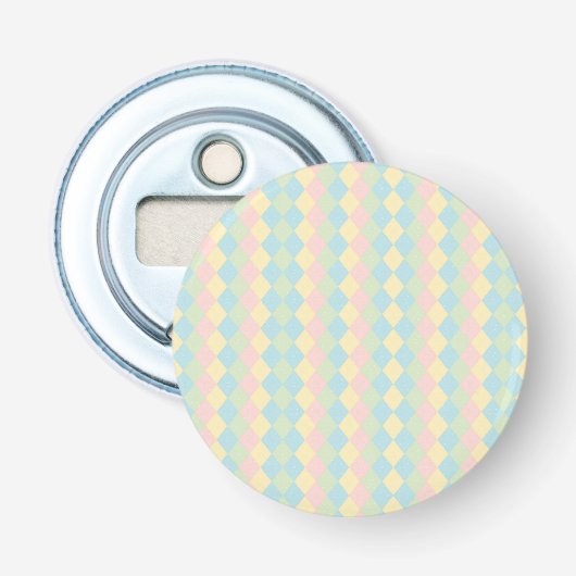 Argyle lente/Pasen pastel gekleurd patroon Button Flesopener (Voorkant)