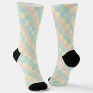 Argyle lente/Pasen pastel gekleurd patroon Sokken