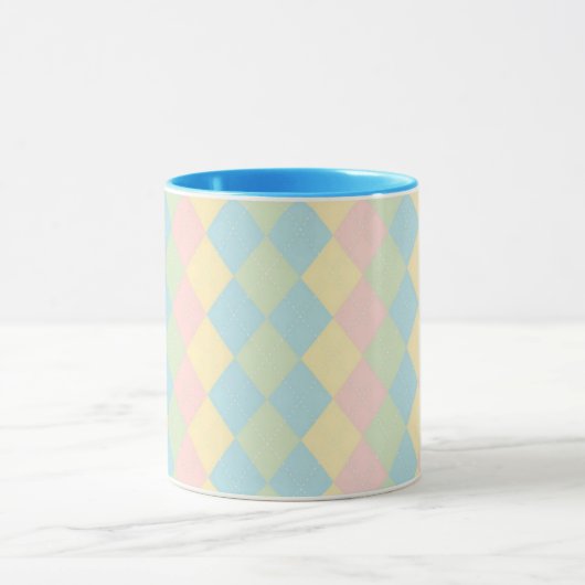 Argyle lente pastel gekleurd patroon mok (Midden)