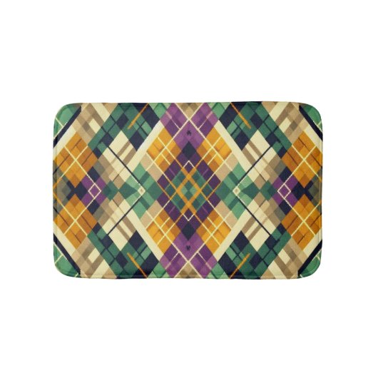 Argyle Mardi Gras geel paarse groen Badmat (Voorkant)