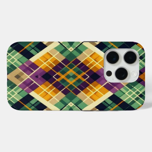 Argyle Mardi Gras geel paarse groen Case-Mate iPhone Case (Achterkant (horizontaal))