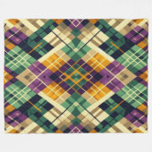 Argyle Mardi Gras geel paarse groen Fleece Deken (Voorkant (Horizontaal))