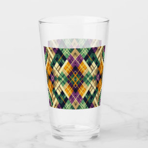 Argyle Mardi Gras geel paarse groen Glas