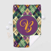 Argyle Mardi Gras geel paarse groen Golfhanddoek (Insitu)