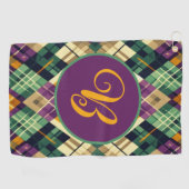 Argyle Mardi Gras geel paarse groen Golfhanddoek (Horizontaal)