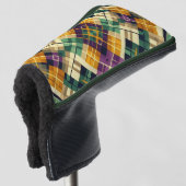 Argyle Mardi Gras geel paarse groen Golfheadcover (3/4 voorkant)