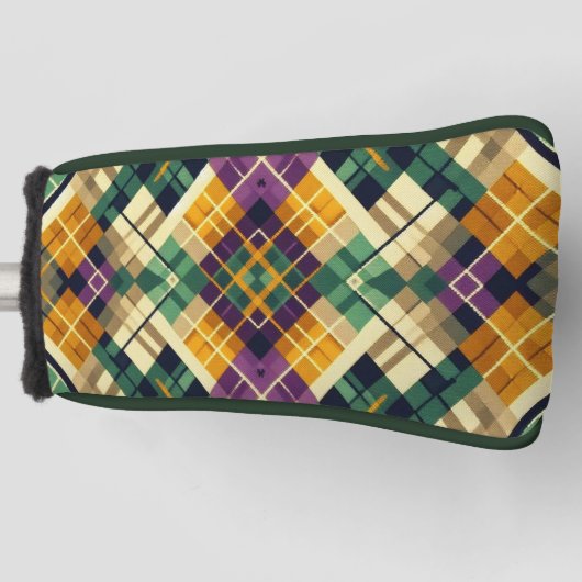 Argyle Mardi Gras geel paarse groen Golfheadcover (Voorkant)