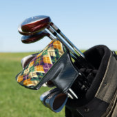 Argyle Mardi Gras geel paarse groen Golfheadcover (Insitu)