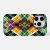 Argyle Mardi Gras geel paarse groen iPhone Hoesje (Achterkant horizontaal)