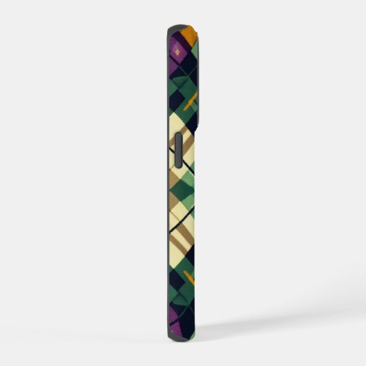 Argyle Mardi Gras geel paarse groen iPhone Hoesje (Rechterkant)