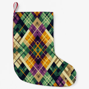 Argyle Mardi Gras geel paarse groen Kleine Kerstsok