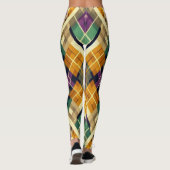 Argyle Mardi Gras geel paarse groen Leggings (Achterkant)