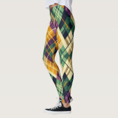Argyle Mardi Gras geel paarse groen Leggings (Links)