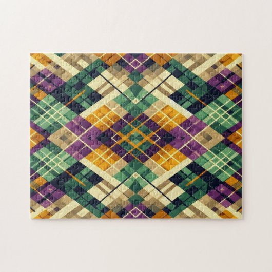 Argyle Mardi Gras geel paarse groen Legpuzzel (Horizontaal)