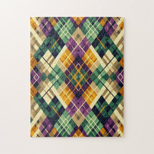 Argyle Mardi Gras geel paarse groen Legpuzzel (Verticaal)