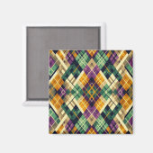 Argyle Mardi Gras geel paarse groen Magneet (Voorkant / Achterkant)