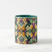 Argyle Mardi Gras geel paarse groen Mok (Midden)