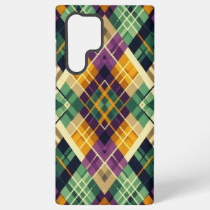 Argyle Mardi Gras geel paarse groen Samsung Galaxy Hoesje