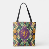 Argyle Mardi Gras geel paarse groen Tote Bag (Achterkant)