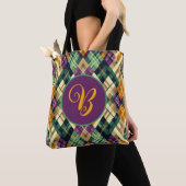 Argyle Mardi Gras geel paarse groen Tote Bag (Dichtbij)