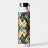 Argyle Mardi Gras geel paarse groen Waterfles (Achterkant)