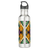 Argyle Mardi Gras geel paarse groen Waterfles (Achterkant)