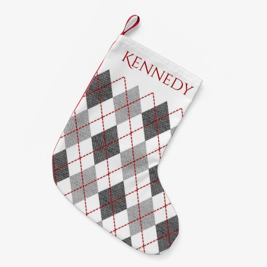 Argyle met naam kleine kerstsok (Voorkant (Hangend))