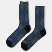 Argyle Monogram Initiaal Blue Grey Sokken (Links)