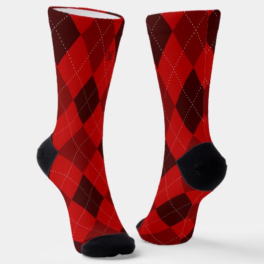 Argyle Monogram Initiaal Red Sokken (Gebogen)