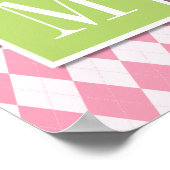 Argyle Monogram Wall Art, roze & Limoen Poster (Hoek)