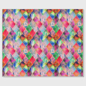 Argyle Monogram Waterverf Abstracte Moderne Cadeaupapier (Vlak)