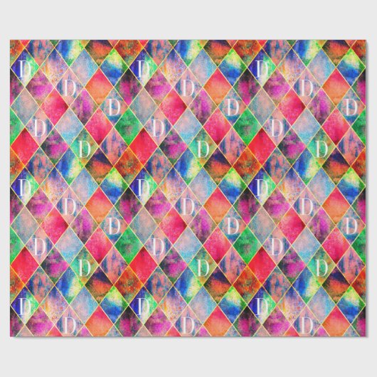 Argyle Monogram Waterverf Abstracte Moderne Cadeaupapier (Vlak)