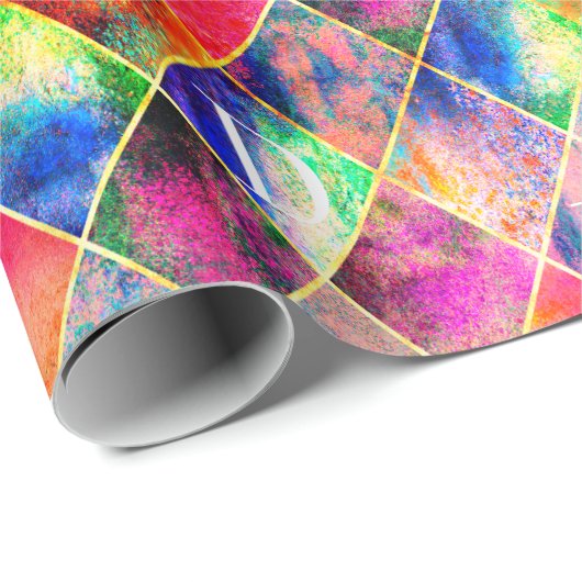 Argyle Monogram Waterverf Abstracte Moderne Cadeaupapier (Rol Hoek)