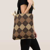 Argyle patroon beige bruine tas (Dichtbij)