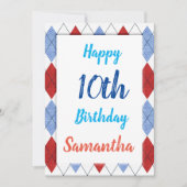 Argyle-patroon in rood en blauw kaart (Voorkant)